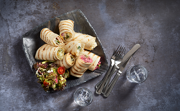 plate with wraps on